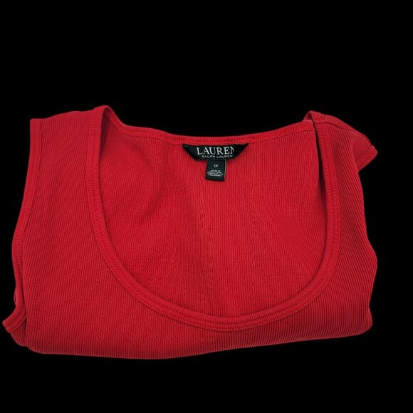 Lauren Ralph Lauren Red Sleeveless Ribbed Knit Tank Top Womens 1X - Picture 3 of 9